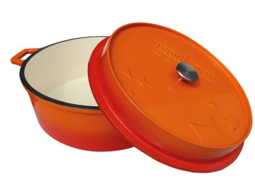 Grillfürst emaillierter Dutch Oven ohne Füsse DO12 - orange