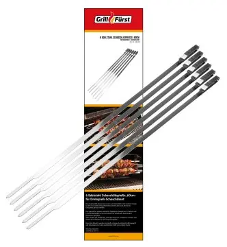 Grillfürst Edelstahl Spieße 60 cm - 6er Set - kompatibel mit Schaschlikset für Drehspieß