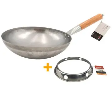 Grillfürst Edelstahl Wok Ø 30 cm mit Wokring für Seitenkocher / Grillrost