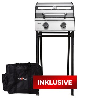 Grillfürst G201E 2-Brenner Gasgrill / Campinggrill / Balkongrill 50mbar - inkl. Untergestell und Tragetasche