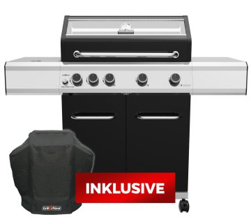 Grillfürst G410G 4-Brenner Gasgrill mit Hochtemperaturbrenner und Gusseisen Rosten - inkl. Abdeckhaube