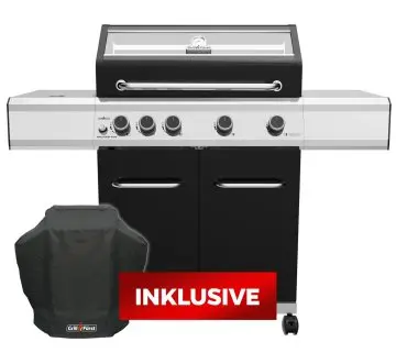 Grillfürst G410G 4-Brenner Gasgrill mit Hochtemperaturbrenner und Gusseisen Rosten - inkl. Abdeckhaube