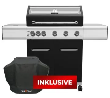 Grillfürst G510G 5-Brenner Gasgrill mit Hochtemperaturbrenner und Gusseisen Rosten - inkl. Abdeckhaube