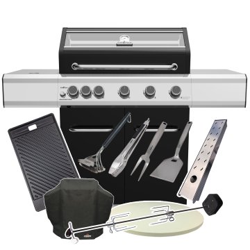 Grillfürst G510E 5-Brenner Gasgrill mit Hochtemperaturbrenner und Edelstahl Rosten - X-DEAL inkl. Zubehörpaket