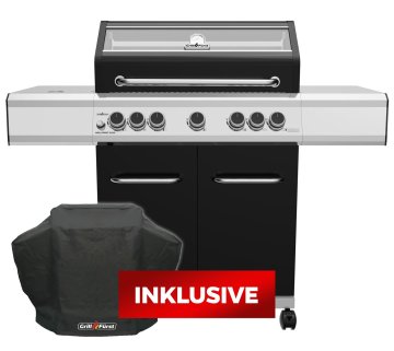 Grillfürst G520E 5-Brenner Gasgrill mit Hochtemperaturbrenner, Heckbrenner und Edelstahl Rosten - inkl. Abdeckhaube