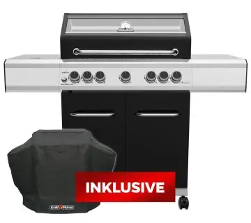 Grillfürst G520E 5-Brenner Gasgrill mit Hochtemperaturbrenner, Heckbrenner und Edelstahl Rosten - inkl. Abdeckhaube