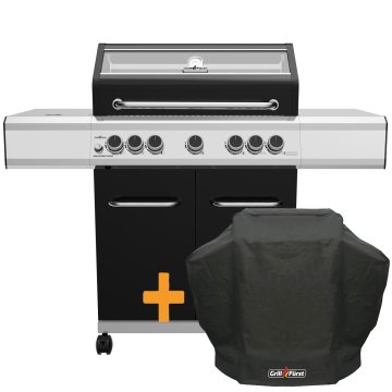 Grillfürst G520E 5-Brenner Gasgrill mit Hochtemperaturbrenner, Heckbrenner und Edelstahl Rosten - inkl. Abdeckhaube