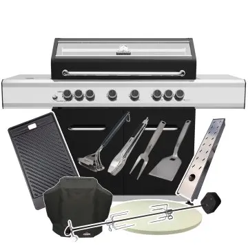 Grillfürst G620E 6-Brenner Gasgrill mit Hochtemperaturbrenner, Heckbrenner und Edelstahl Rosten - X-DEAL inkl. Zubehörpaket