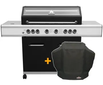 Grillfürst G620E 6-Brenner Gasgrill mit Hochtemperaturbrenner, Heckbrenner und Edelstahl Rosten - inkl. Abdeckhaube