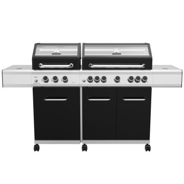 Grillfürst G750G 7-Brenner Doppelkammer - Gasgrill mit Hochtemperaturbrenner, Seitenkocher, Heckbrenner und Gusseisen Rosten - inkl. Abdeckhaube