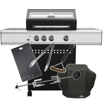 Grillfürst S330G 3-Brenner Gasgrill mit Seitenkocher und Gusseisen Rosten - inkl. Gasgrill Einsteigerpaket