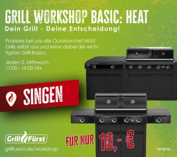 Grillfürst Grillkurs - Grill Workshop Basic: HEAT - Mittwoch, 18.03.2026 - 17:00 Uhr - Singen