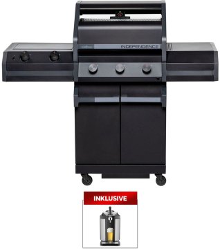 Grillfürst Independence P330E Gasgrill - mattschwarz - mit XXL Infrarotbrenner und Edelstahlrosten inkl. CASO BeerMaster - Bierzapfanlage