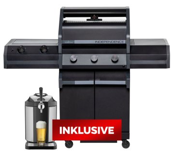 Grillfürst Independence P330E Gasgrill - mattschwarz - mit XXL Infrarotbrenner und Edelstahlrosten inkl. CASO BeerMaster - Bierzapfanlage