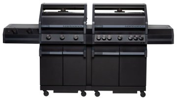 Grillfürst Independence P830E Doppelkammer Gasgrill - mattschwarz - mit XXL Infrarotbrenner, Seitenkocher, Heckbrenner und Edelstahlrosten