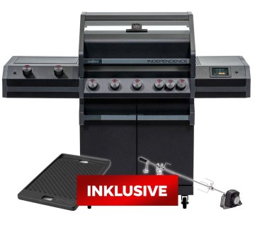 Grillfürst Independence P530E Smart Grill - mit WLAN-Modul, XXL Infrarotbrenner, Heckbrenner und Edelstahlrosten - X-DEAL inkl. Gussplatte & Drehspieß