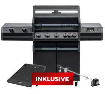 Grillfürst Independence P530G Smart Grill - mit WLAN-Modul, XXL Infrarotbrenner, Heckbrenner und Gusseisenrosten - X-DEAL inkl. Gussplatte & Drehspieß