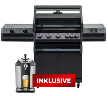 Grillfürst Independence P530G Smart Grill - mit WLAN-Modul, XXL Infrarotbrenner, Heckbrenner und Gusseisenrosten inkl. CASO BeerMaster - Bierzapfanlage