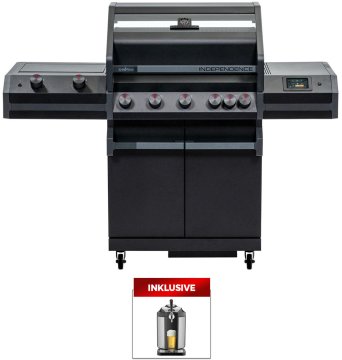 Grillfürst Independence P530G Smart Grill - mit WLAN-Modul, XXL Infrarotbrenner, Heckbrenner und Gusseisenrosten inkl. CASO BeerMaster - Bierzapfanlage