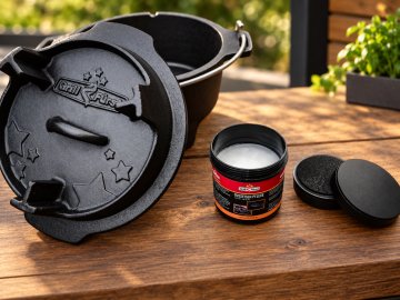 Grillfürst Kokosnuss-Pflegepaste für Gusseisen / Dutch Oven 250ml mit Schwamm