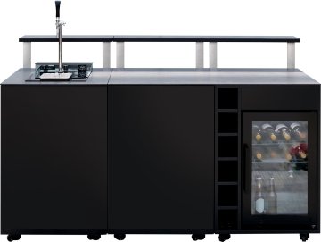Grillfürst Moments Barschrank mit Zapfanlage, Kühlschrank, Flaschenregal und Tür mit Staufach, inkl. Theke - Nero