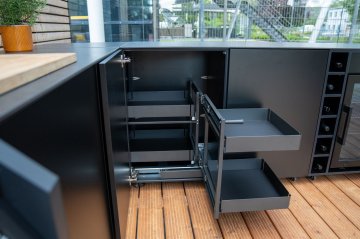 Grillfürst Moments Eckschrank mit Auszug rechts - Nero - 120 cm