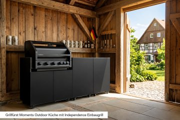 Grillfürst Independence P590E Einbaugrill - mattschwarz - mit Heckbrenner und Edelstahlrosten