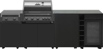 Grillfürst Moments Grillküche inkl. Kühlschrank mit Independence P590E Gasgrill, Independence P230E XXL Infrarotbrenner, Tür mit Stauraum und Flaschenregal - Nero