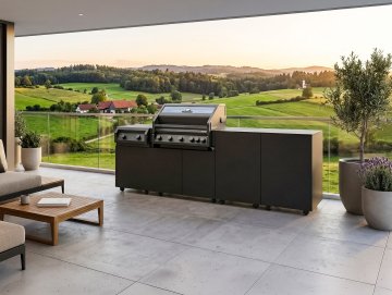 Grillfürst Moments Grillküche Einstieg mit Independence P590E Gasgrill, Independence P230E XXL Infrarotbrenner und 2 Türen mit Stauraum - Nero