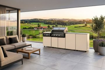 Grillfürst Moments Grillküche Einstieg mit Independence P590E Gasgrill, Independence P230E XXL Infrarotbrenner und 2 Türen mit Stauraum - Mediterran / Eter