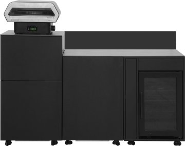 Grillfürst Moments Pizzastation mit Outdoorchef Prismo 420G, Kühlschrank, Apothekerauszug und Tür mit Staufach, inkl. Rückwand - Nero