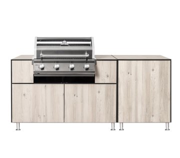 Grillfürst Outdoor Küche mit G401E Einbaugrill - Eiche Dekor