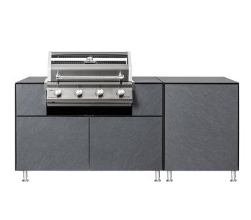 Grillfürst Outdoor Küche mit G401E Einbaugrill - Schiefer Dekor