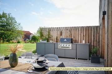 Grillfürst Outdoorküche L Schiefer - Mit Napoleon LEX 605 Einbaugrill