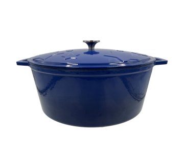 Grillfürst Dutch Oven Sternentöpfchen / Gusseisen Bräter - emailliert - L - blau
