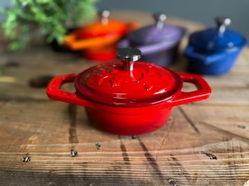 Grillfürst Dutch Oven Sternentöpfchen / Gusseisen Bräter 4er Set - bunt emailliert - XS