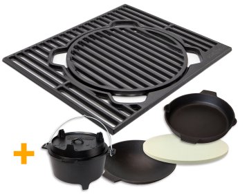 Grillfürst X-Rost System - Grillrost aus Gusseisen für alle Grillfürst Gasgrills G-Serie (ab G210), S-Serie und Independence-Serie inkl. Einsätze - XXL Paket