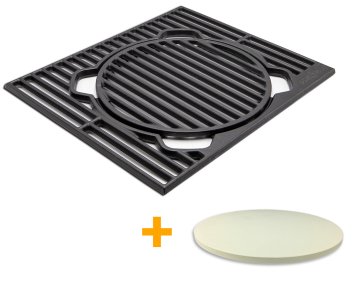 Grillfürst X-Rost System - Grillrost aus Gusseisen für alle Grillfürst Gasgrills G-Serie (ab G210), S-Serie und Independence-Serie - inkl. Pizzastein Einsatz