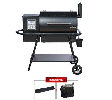 Moesta Pelletgrill Sheriff - Grillfürst Sonderedition - Mattschwarz - inkl. Abdeckhaube und Ablagebrett
