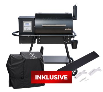 Moesta Pelletgrill Sheriff - Grillfürst Sonderedition - Mattschwarz - inkl. Abdeckhaube und Ablagebrett