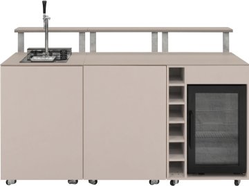 Grillfürst Moments Barschrank mit Zapfanlage, Kühlschrank, Flaschenregal und Tür mit Staufach, inkl. Theke - Mediterran / Aeris