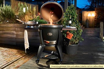 Monolith Grill AVANTGARDE LeCHEF - satin-matt Schwarz - mit Gestell und Seitentischen