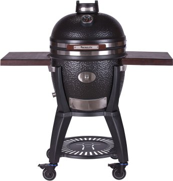 Monolith Grill AVANTGARDE CLASSIC Satin-Mattschwarz - mit Gestell + Seitentischen - inkl. Zubehör-Starterpaket