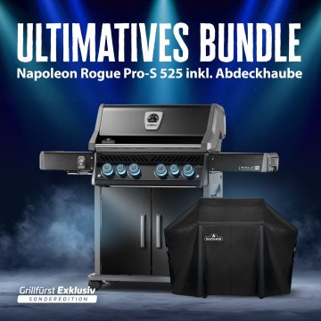 Napoleon Rogue PRO-S 525 Gasgrill - mit SIZZLE ZONE™ und Heckbrenner - Grillfürst Edition inkl. Abdeckhaube - mit zusätzlicher Grillplatte und Rotisserie
