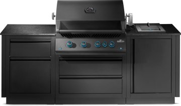 Napoleon Oasis Compact 105 Outdoor Küche - mattschwarz - mit BIG32 Einbaugrill und Einbau SIZZLE ZONE - inkl. Arbeitsplatte aus Feinsteinzeug