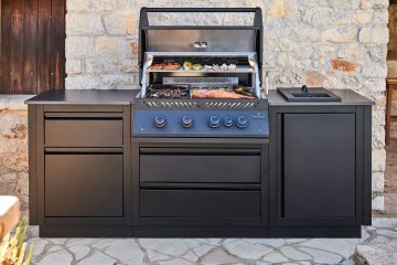 Napoleon Oasis Compact 106 Outdoor Küche - mattschwarz - mit BIG32 Einbaugrill und Einbau SIZZLE ZONE - inkl. Arbeitsplatte aus Feinsteinzeug