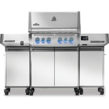 Napoleon Prestige 500 Connected Edelstahl Gasgrill - mit SIZZLE ZONE und Heckbrenner - XL Grillstation mit Unterschränken