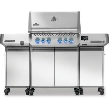 Napoleon Prestige 500 Connected Edelstahl Gasgrill - mit SIZZLE ZONE und Heckbrenner - XL Grillstation mit Unterschränken