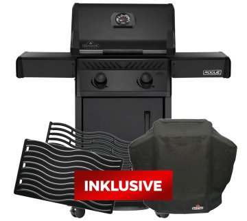 Napoleon Gasgrill Rogue 365 - Grillfürst Edition mattschwarz - inkl. Grillplatte und Abdeckhaube (+ gratis Gussrost)