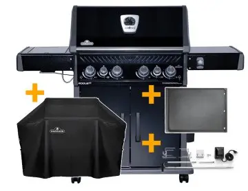 Napoleon Rogue SE 525 Gasgrill - all-black - mit Sizzle Zone und Heckbrenner - Grillfürst Edition - X-DEAL inkl. Abdeckhaube, Gussplatte und Drehspieß-Set - Modell 2024